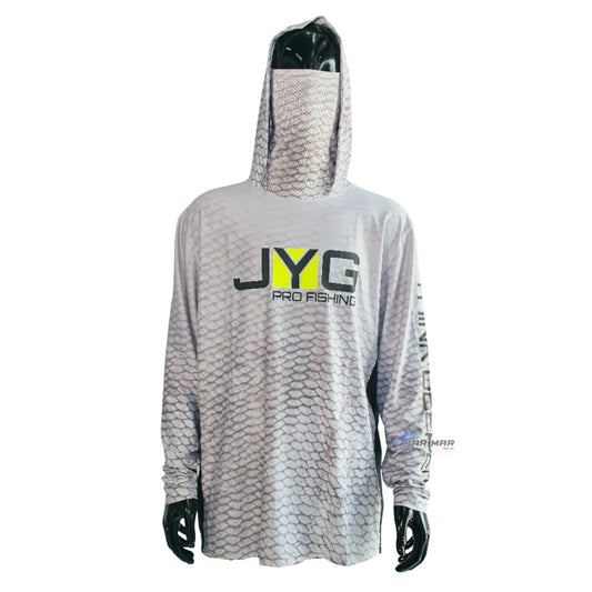 Jyg Pro Hooded Face Mask Fishing Shirt Light Gray