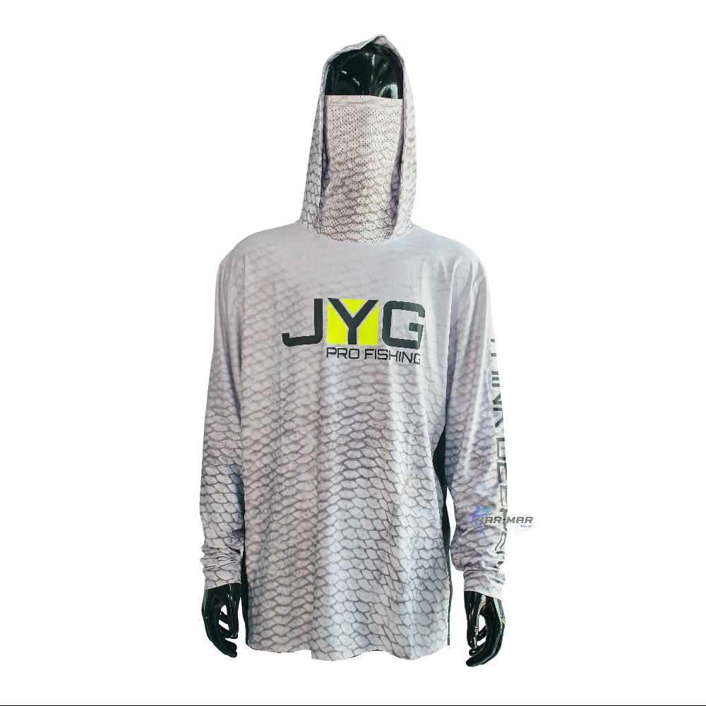 Jyg Pro Hooded Face Mask Fishing Shirt Light Gray