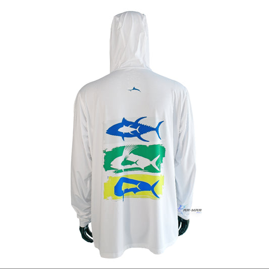 Marlini Capital Jersey Dri-Fit 3Fish Manga Larga Blanca Talla XL